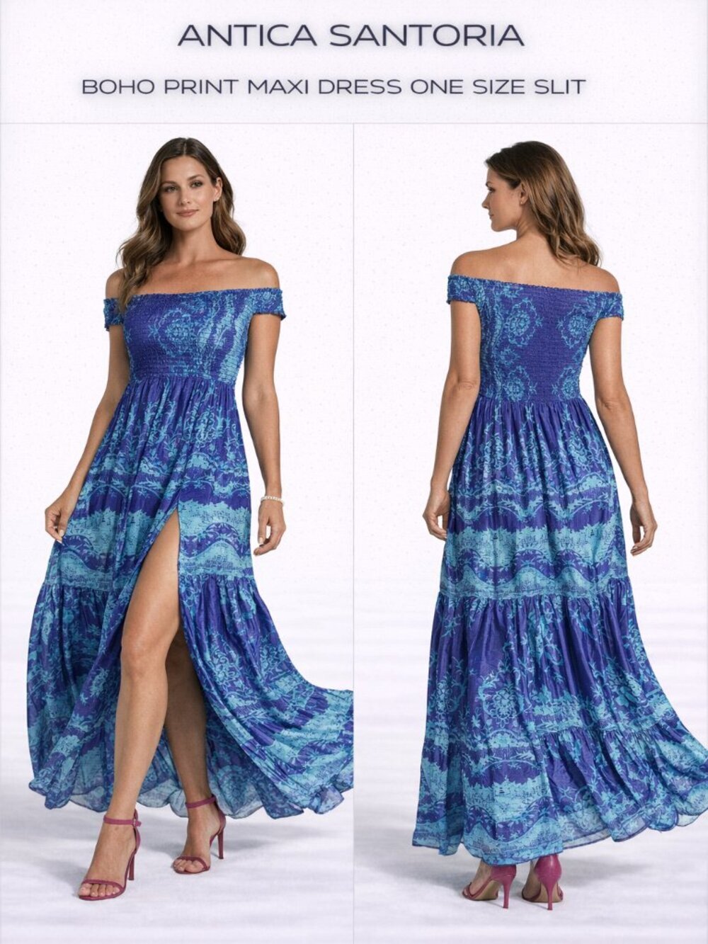 ANTICA SANTORIA  by Giacomo Cinque PRINT MAXI DRESS OS SLIT